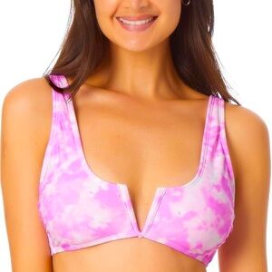 California Waves Womens Juniors V-Wire Tie-Dye Bikini Swim Top